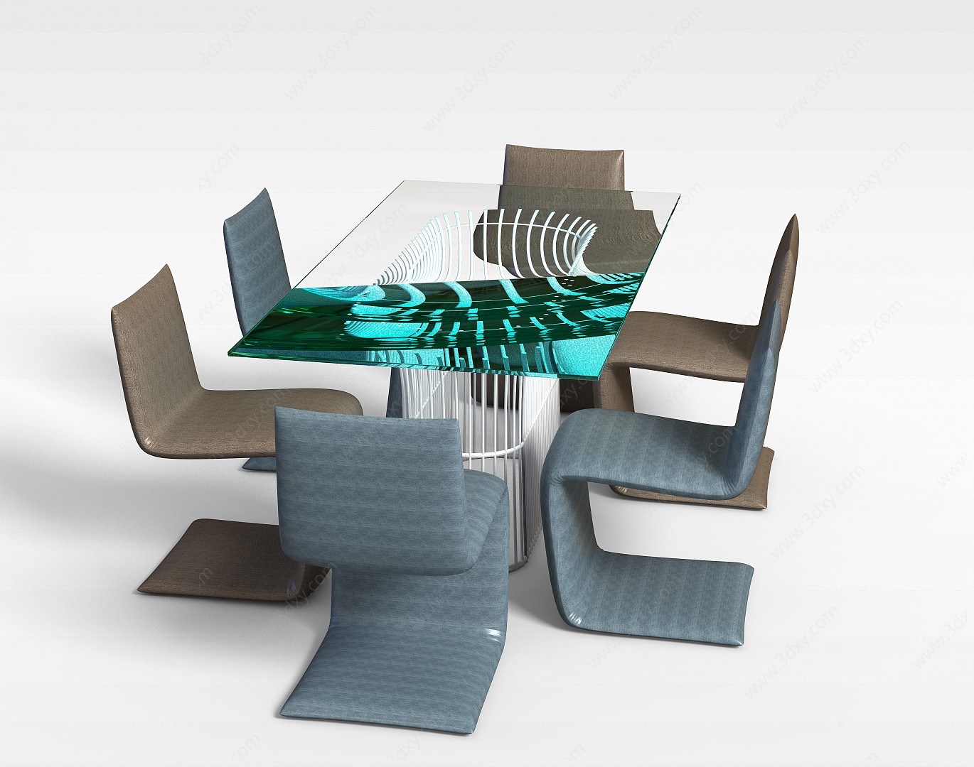 创意办公室桌椅3D模型