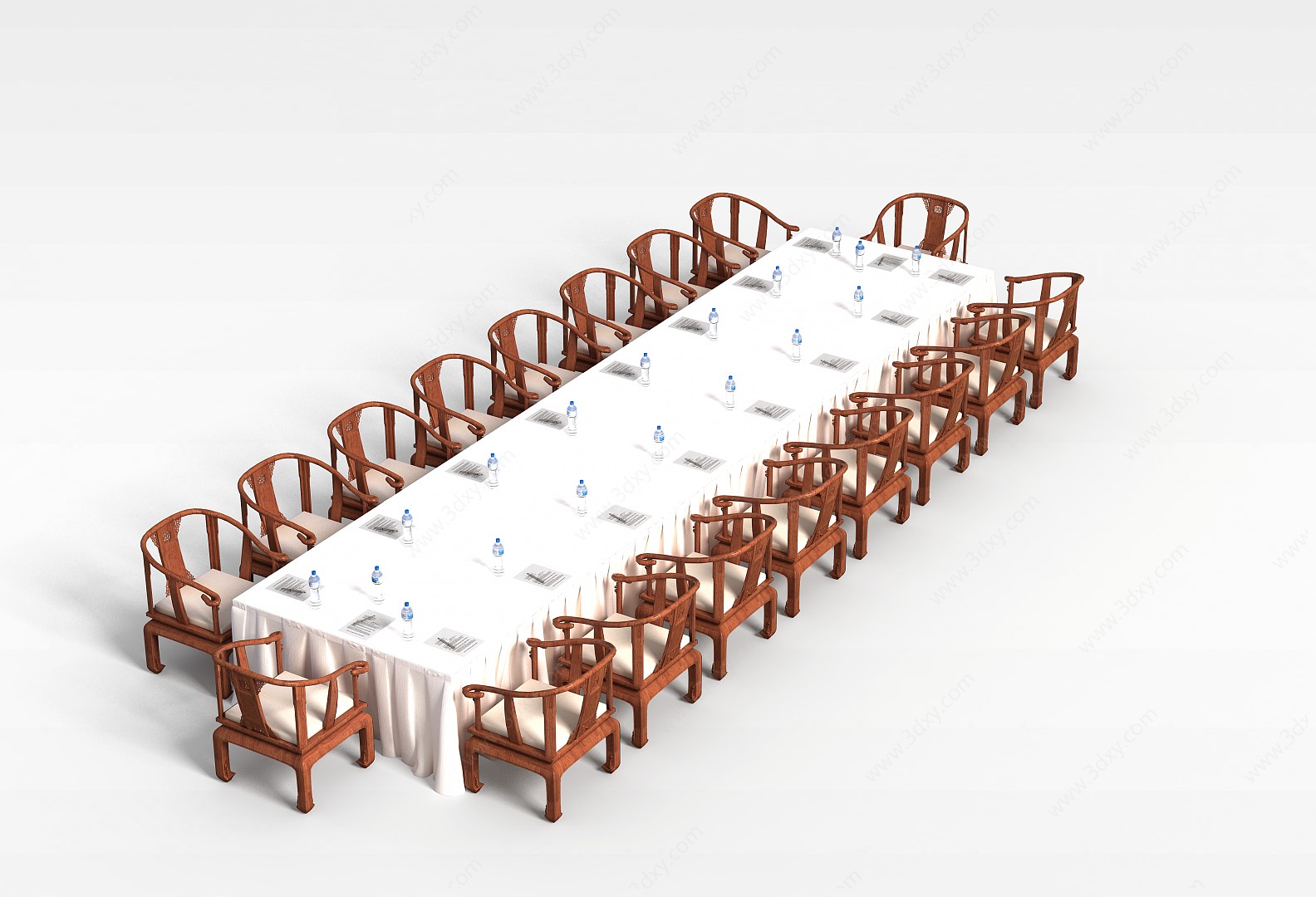 大型会议室桌椅3D模型