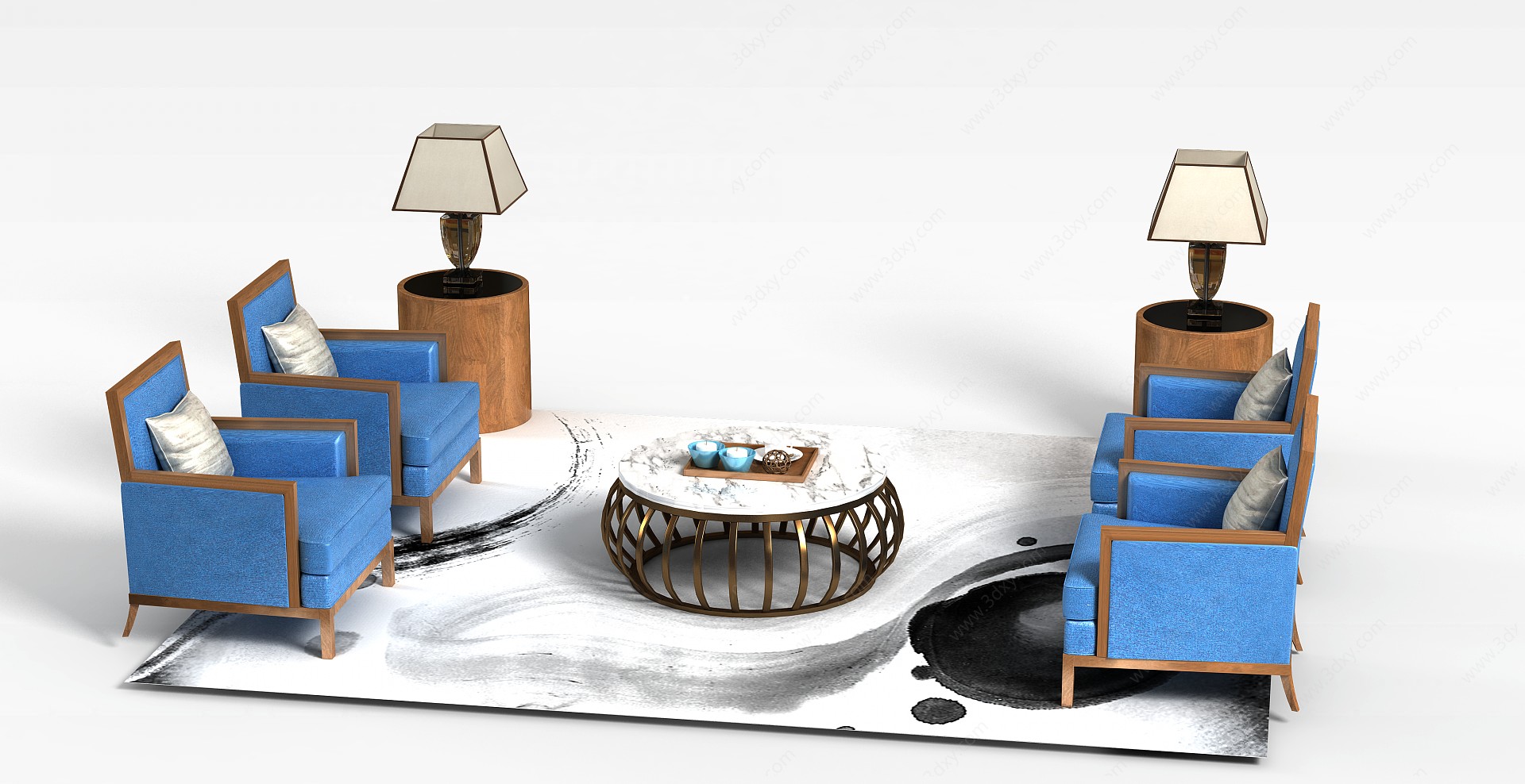 客厅沙发布组合3D模型