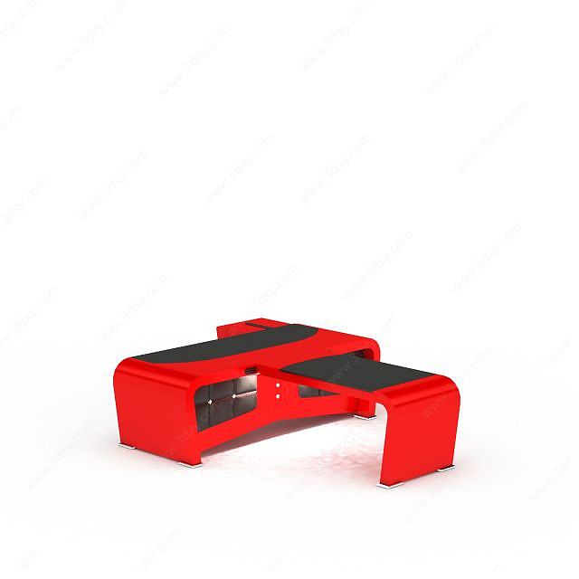 现代经典红色办公桌3D模型