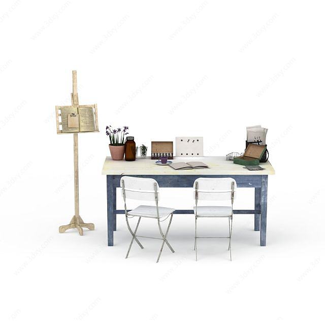 现代风格办公室桌椅3D模型