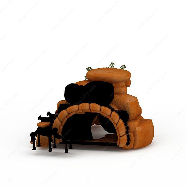 游戏石洞小屋3D模型