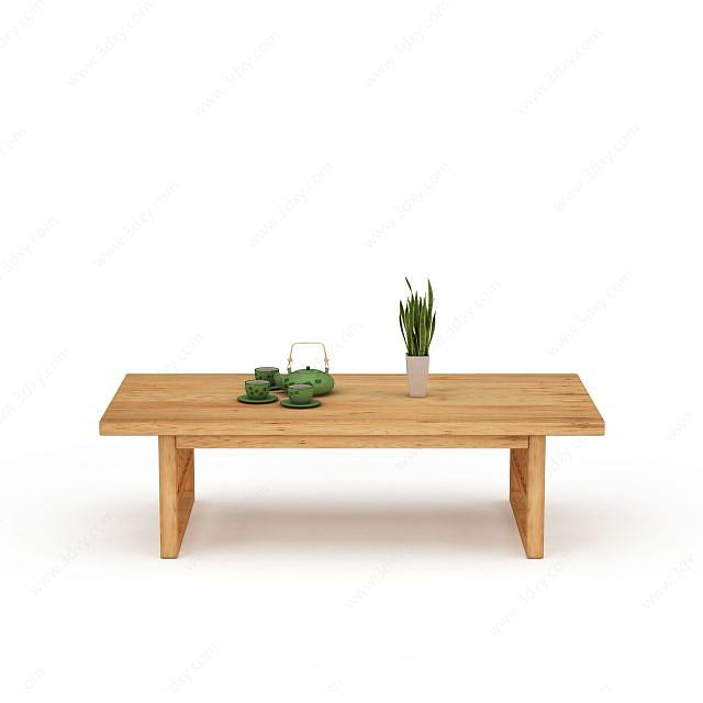 实木桌几3D模型