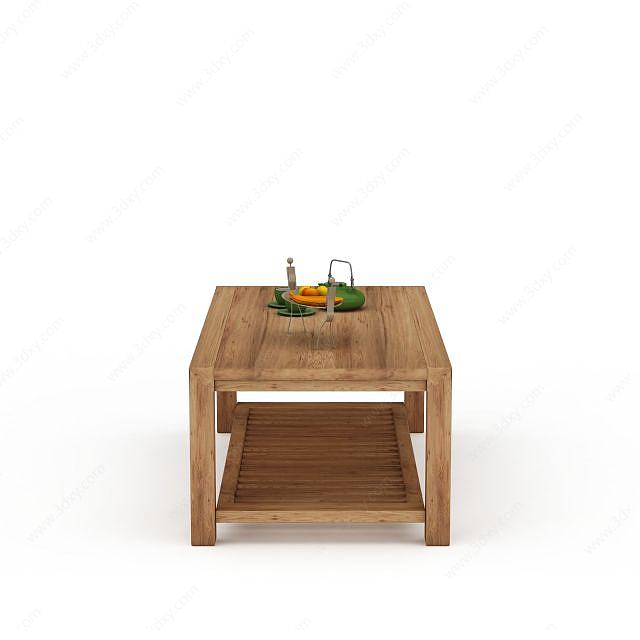 客厅实木桌几3D模型
