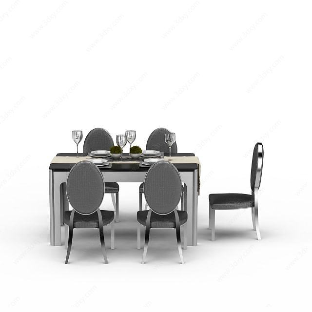 简约餐桌组合3D模型