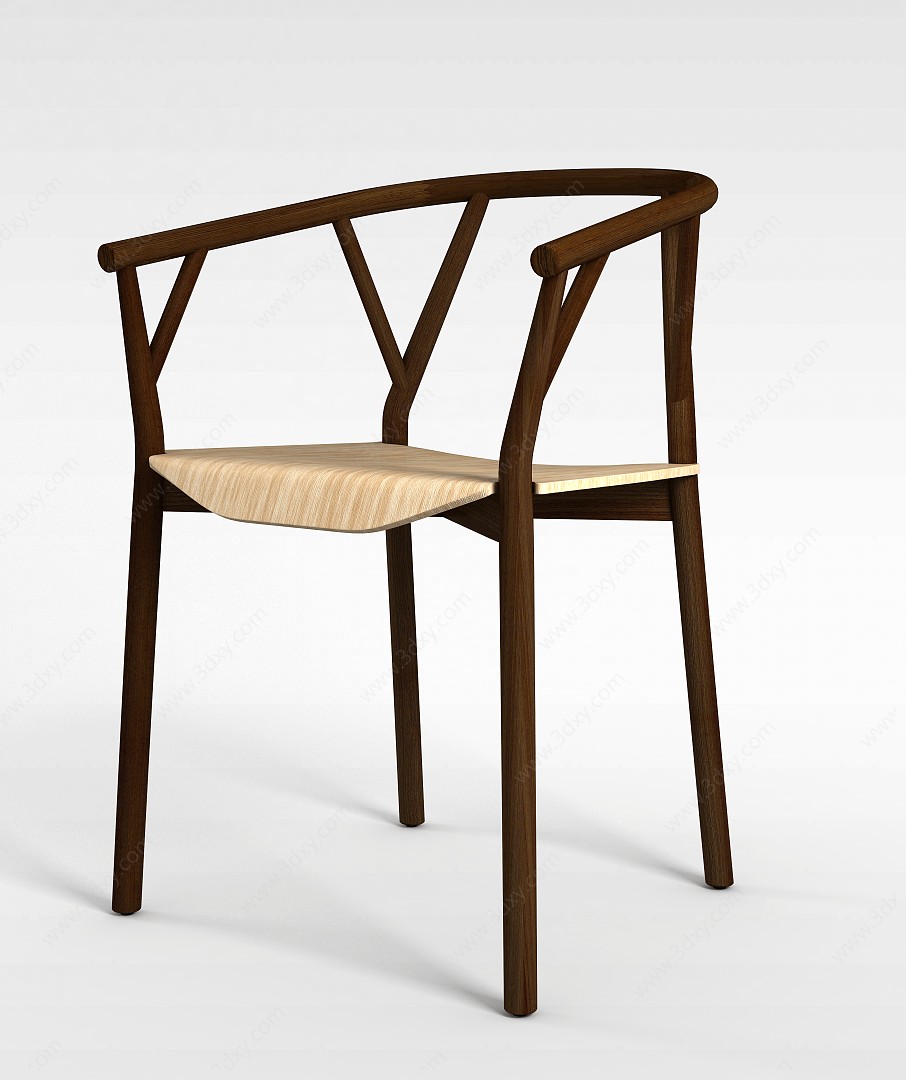 客厅实木椅子3D模型