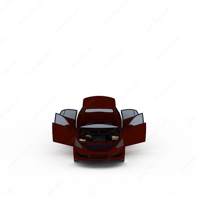 红色轿车3D模型