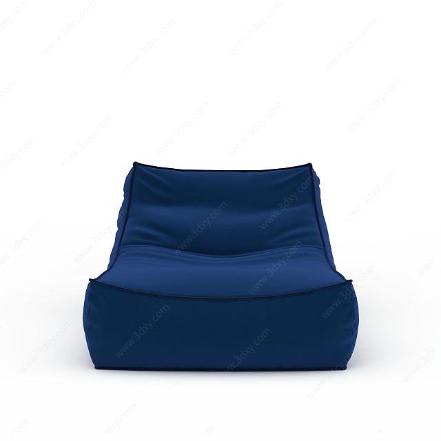 蓝色布艺懒人沙发3D模型