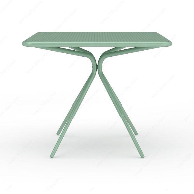 简易绿色金属桌子3D模型