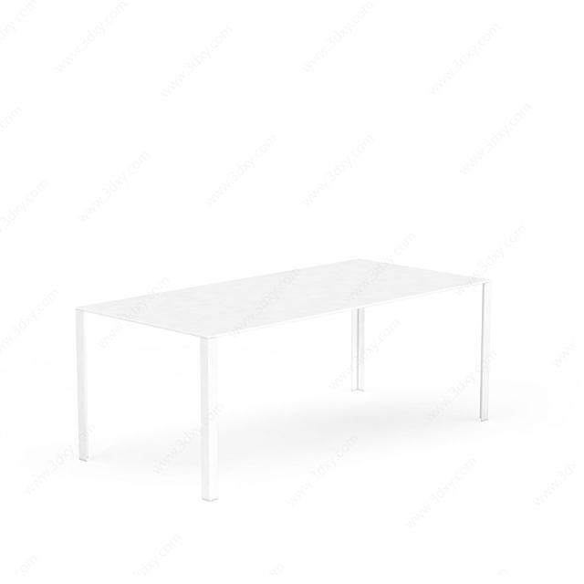 白色简约木桌3D模型