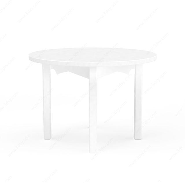 白色木质圆形桌子3D模型
