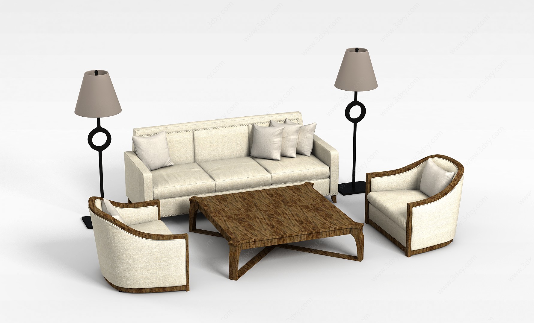 简约风格沙发茶几组合3D模型