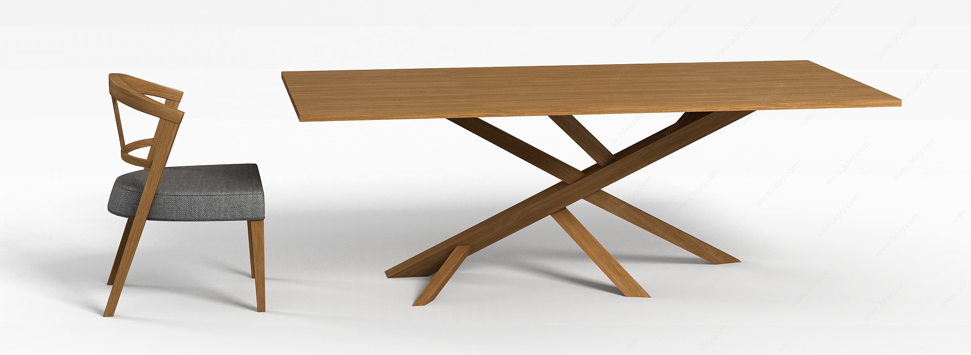 实木桌椅组合3D模型