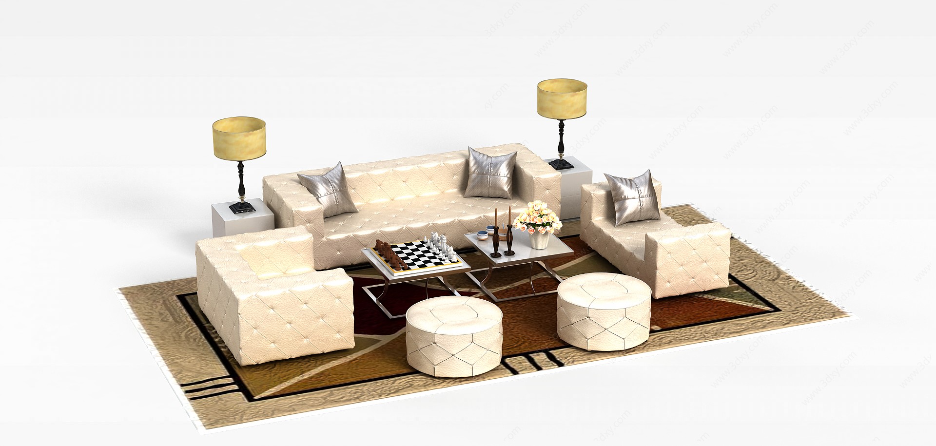 现代简约沙发茶几组合3D模型
