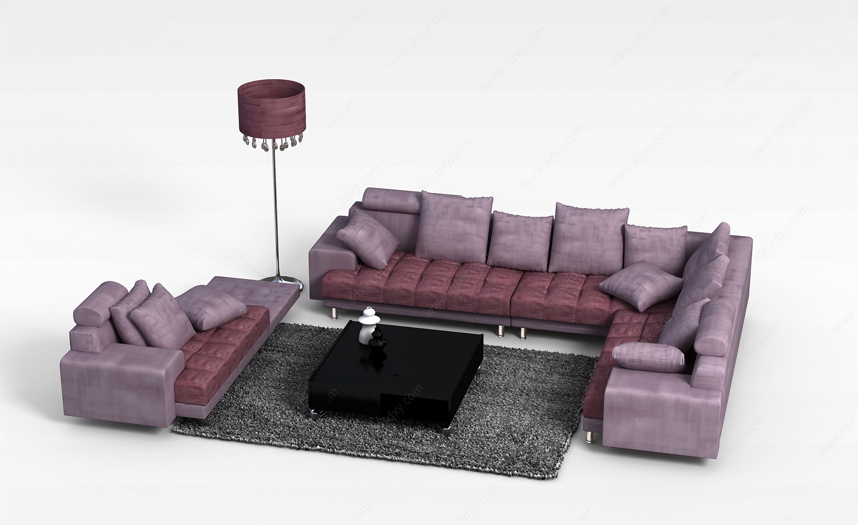客厅布艺沙发茶几组合3D模型