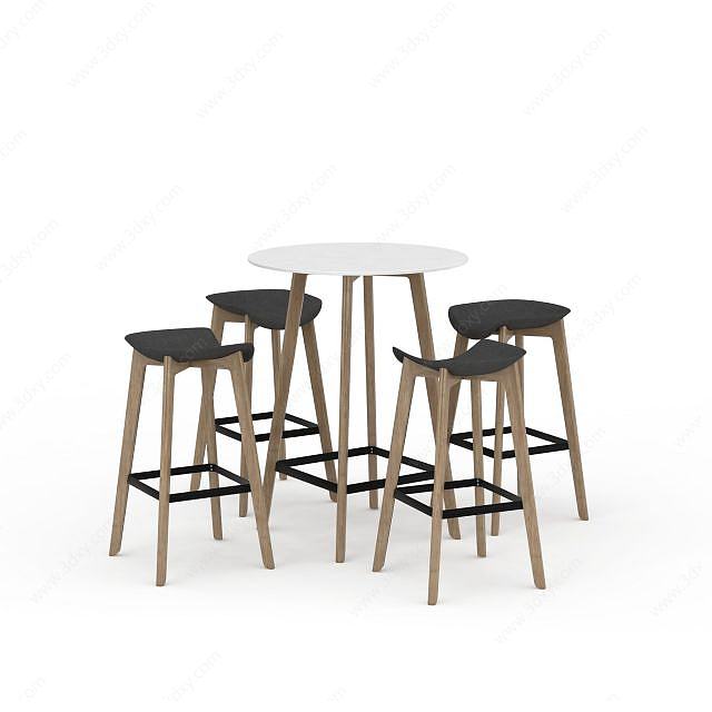 高腿桌椅组合3D模型