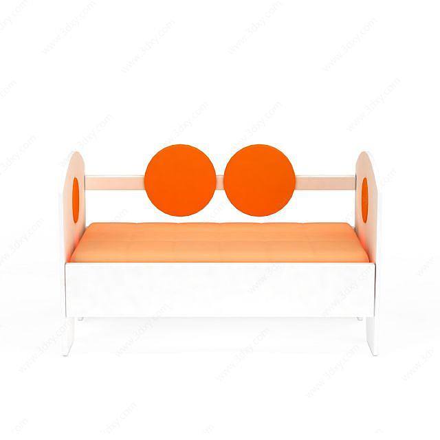 橘色儿童床3D模型
