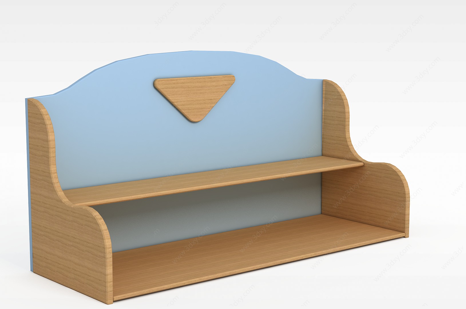 办公桌实木书架3D模型