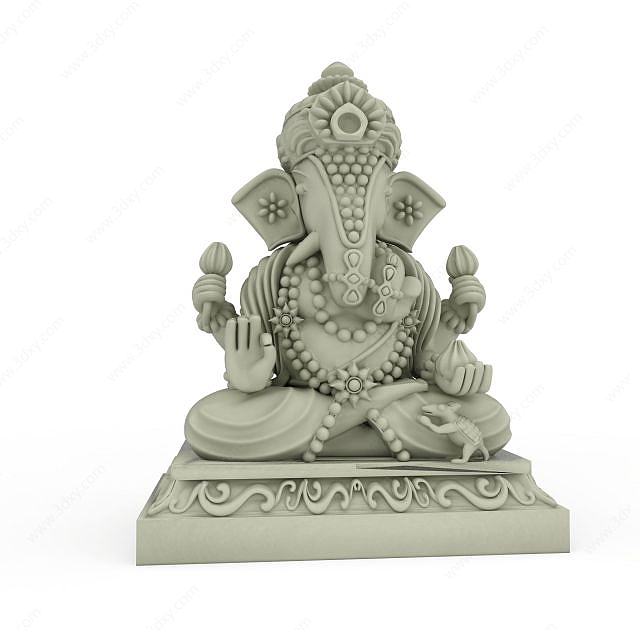 印度神象雕塑3D模型