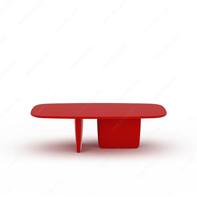 时尚红色休闲桌3D模型