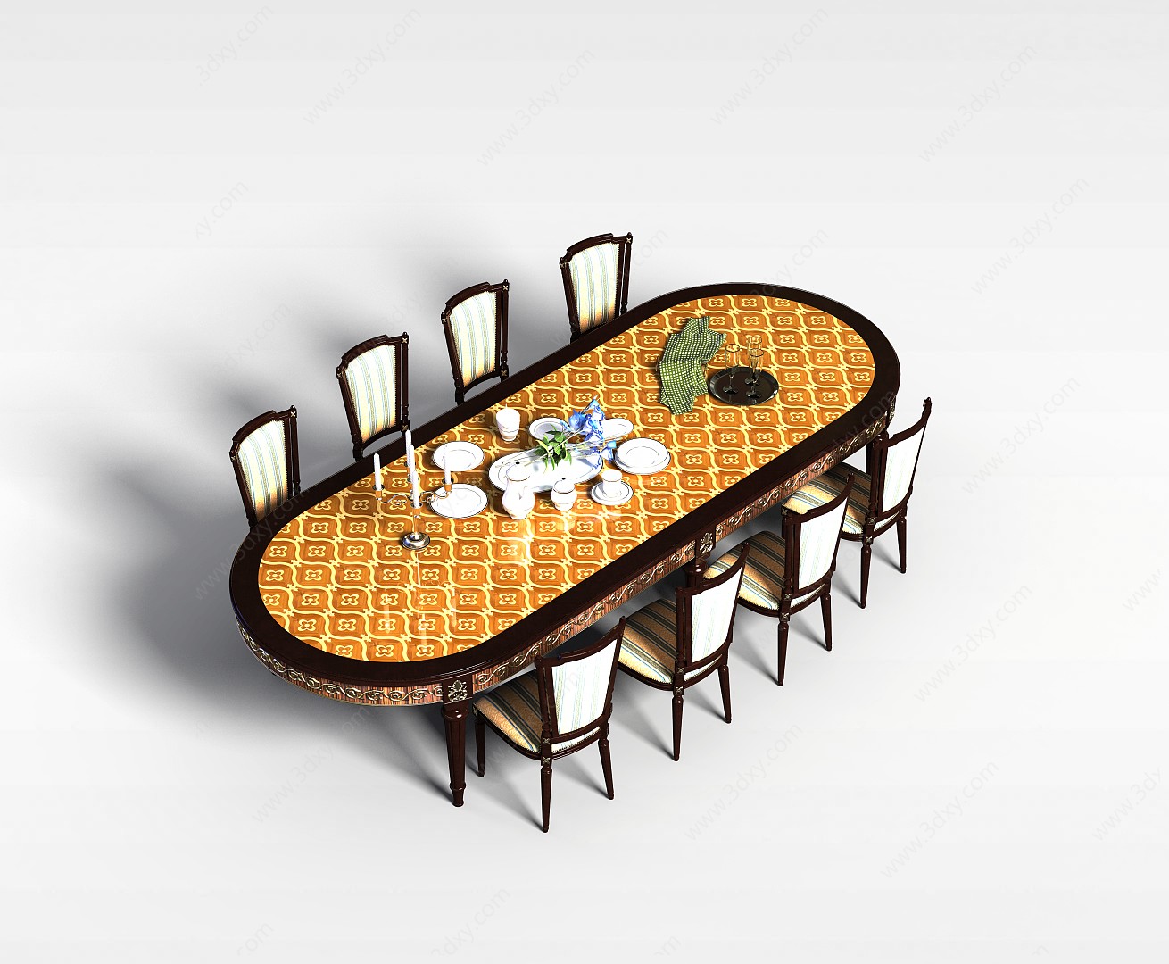 美式风格餐桌3D模型