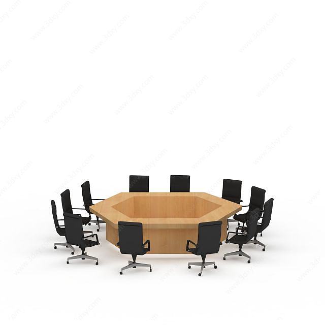 会议室桌椅组合3D模型