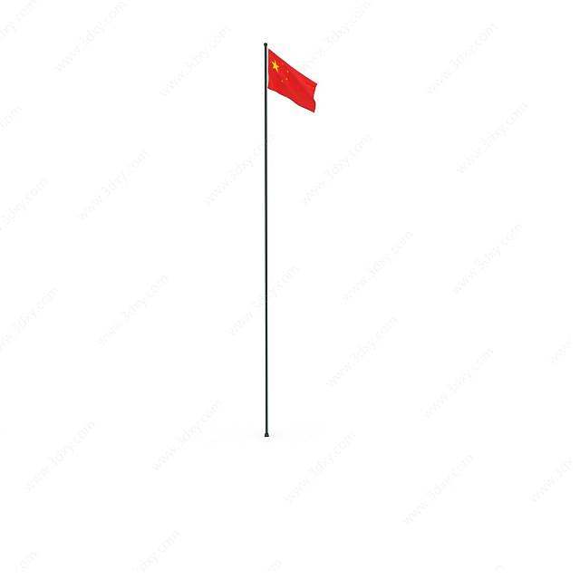 中国国旗旗杆3D模型
