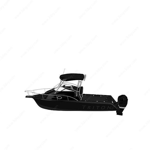 黑色游艇3D模型