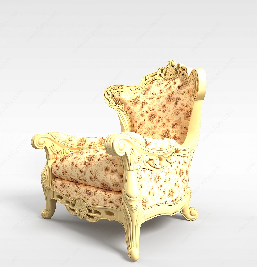 碎花布艺椅3D模型