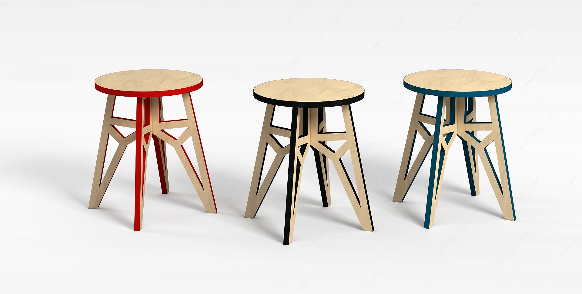 现代实木休闲圆椅3D模型