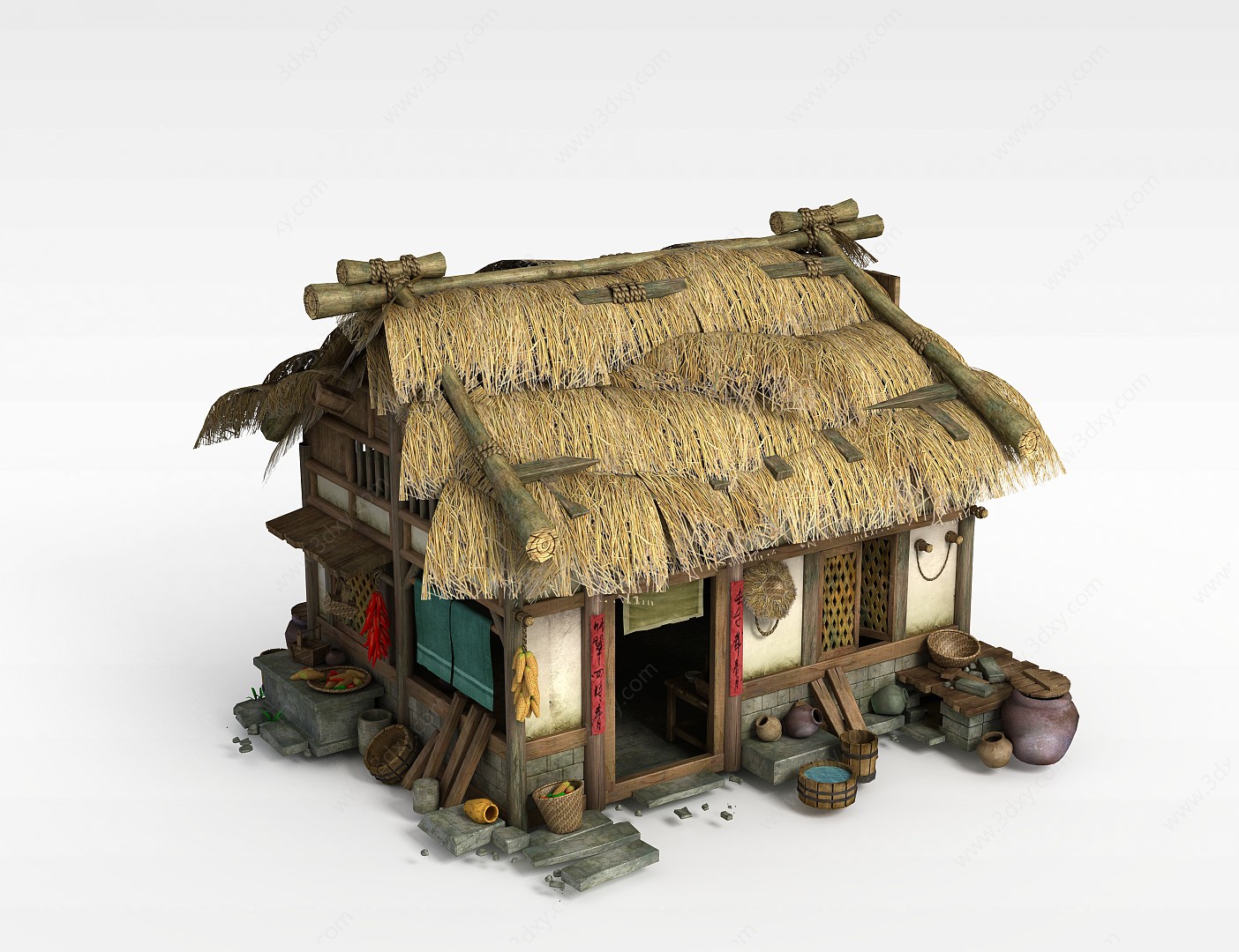 古代茅草屋3D模型