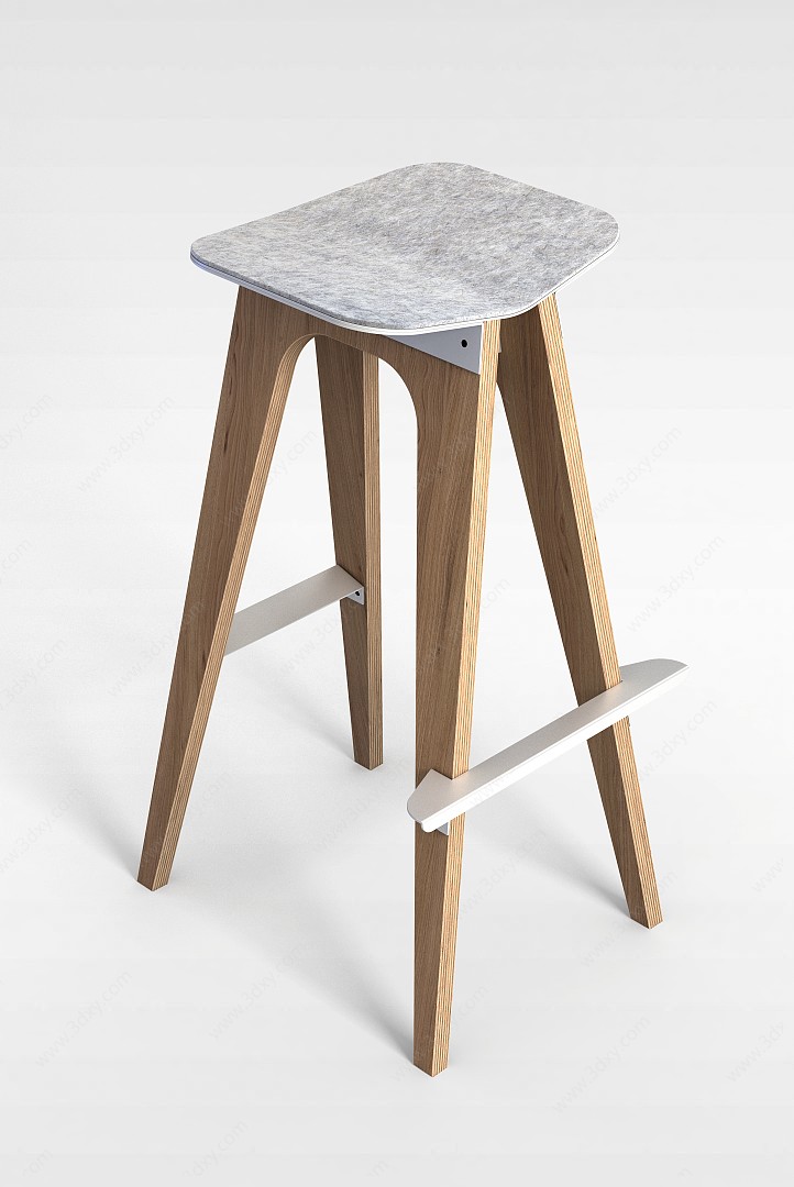 现代高脚实木椅子3D模型
