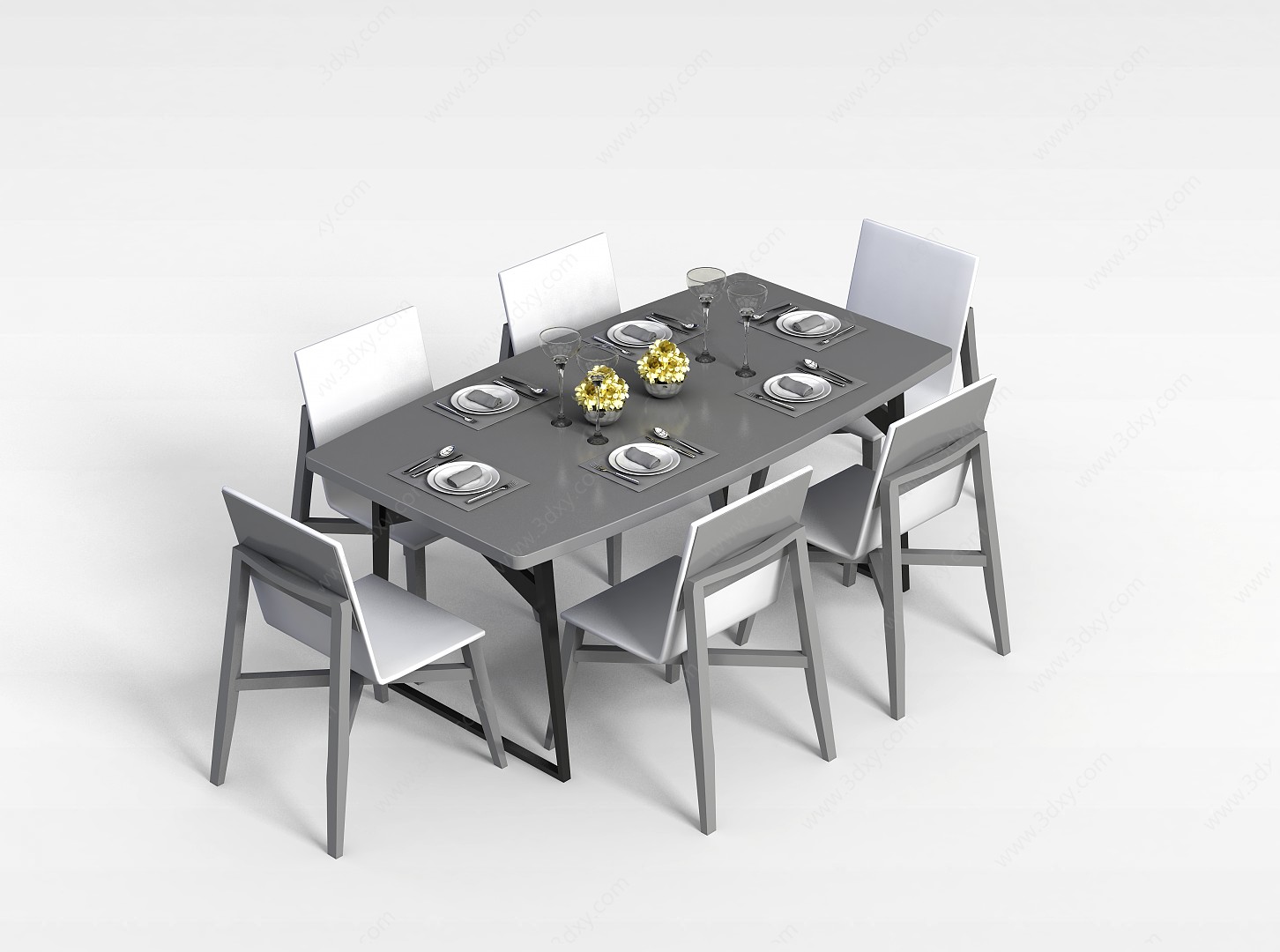 现代简约餐桌椅3D模型