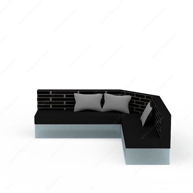 包房拐角沙发3D模型