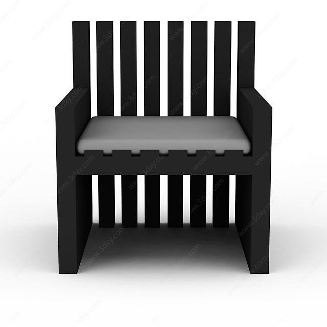 现代休闲木椅3D模型