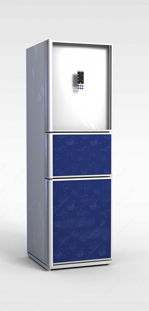 家用三门式冰箱3D模型