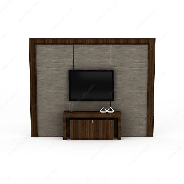 现代电视墙3D模型