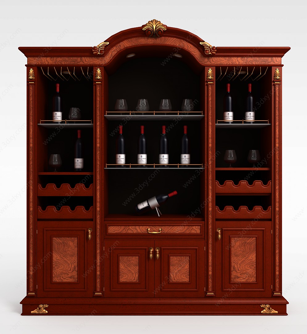 实木红酒柜3D模型