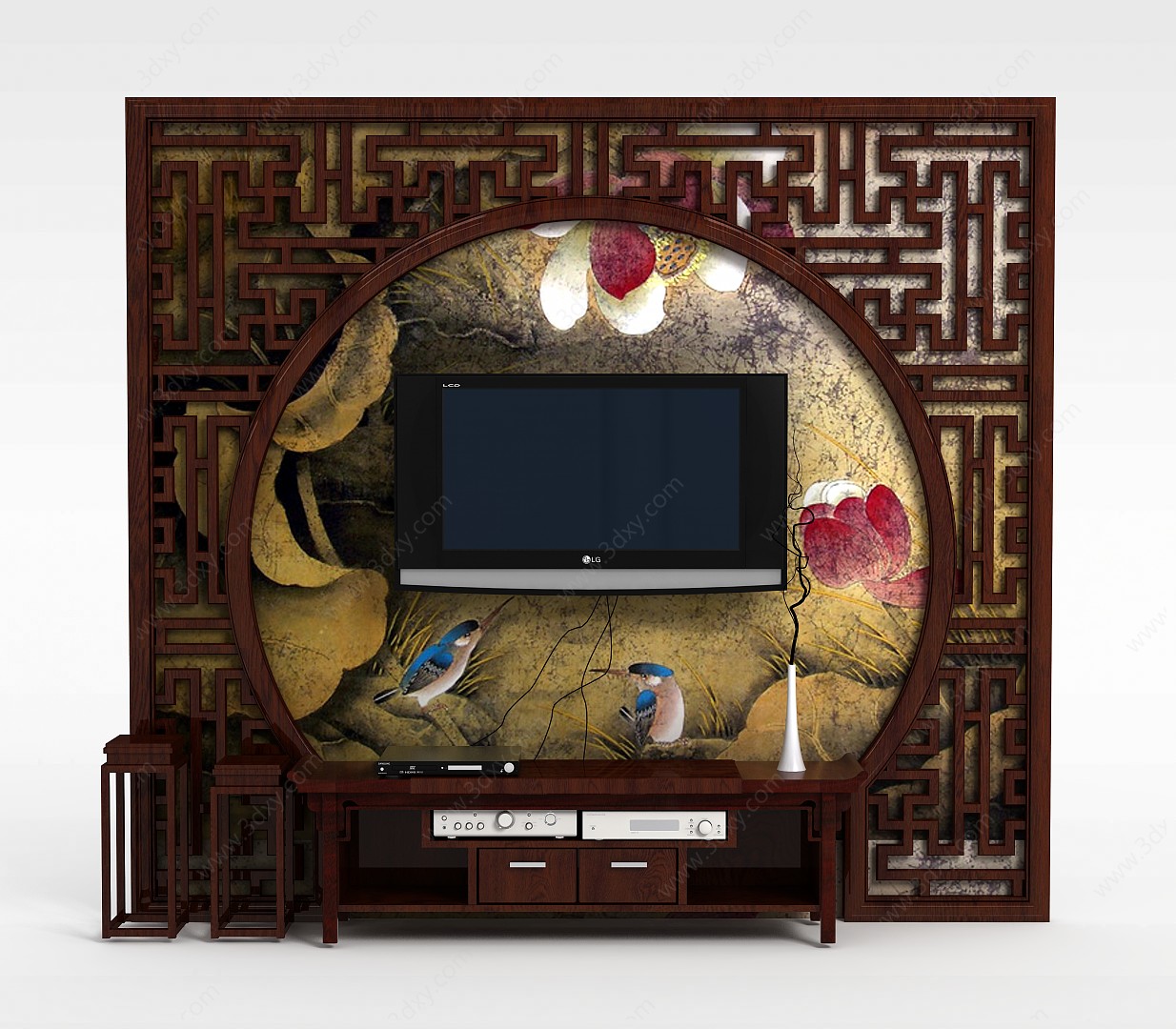 中式风格电视柜3D模型