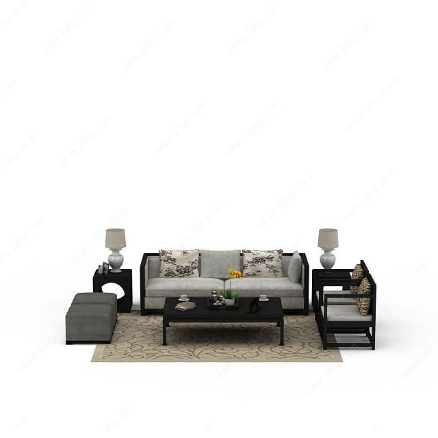 中式沙发3D模型