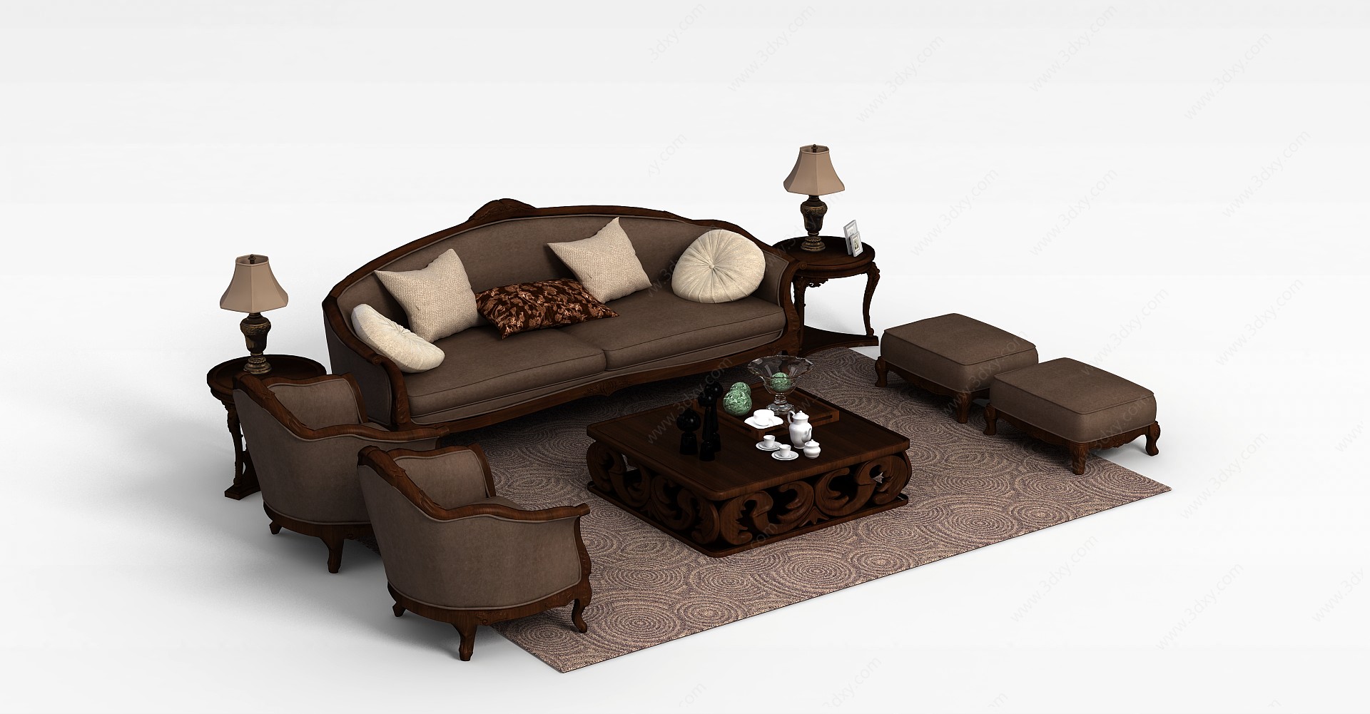 中式风格沙发3D模型