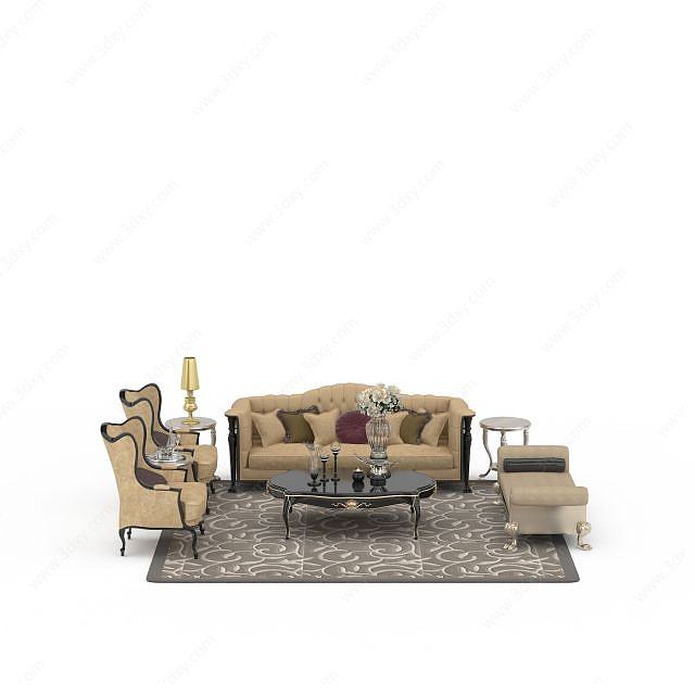 欧式风格沙发组合3D模型