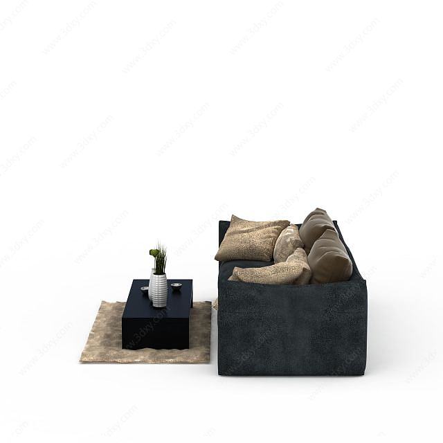 现代布艺沙发组合3D模型