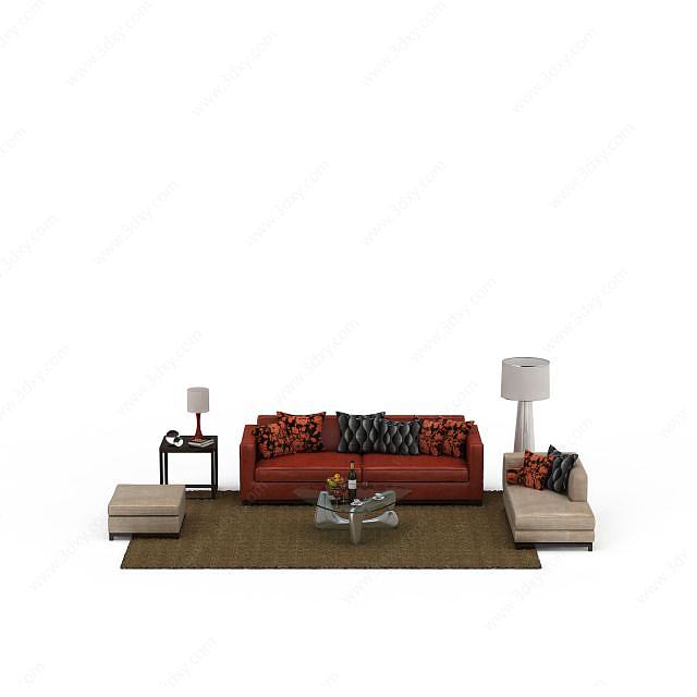 现代休闲沙发组合3D模型