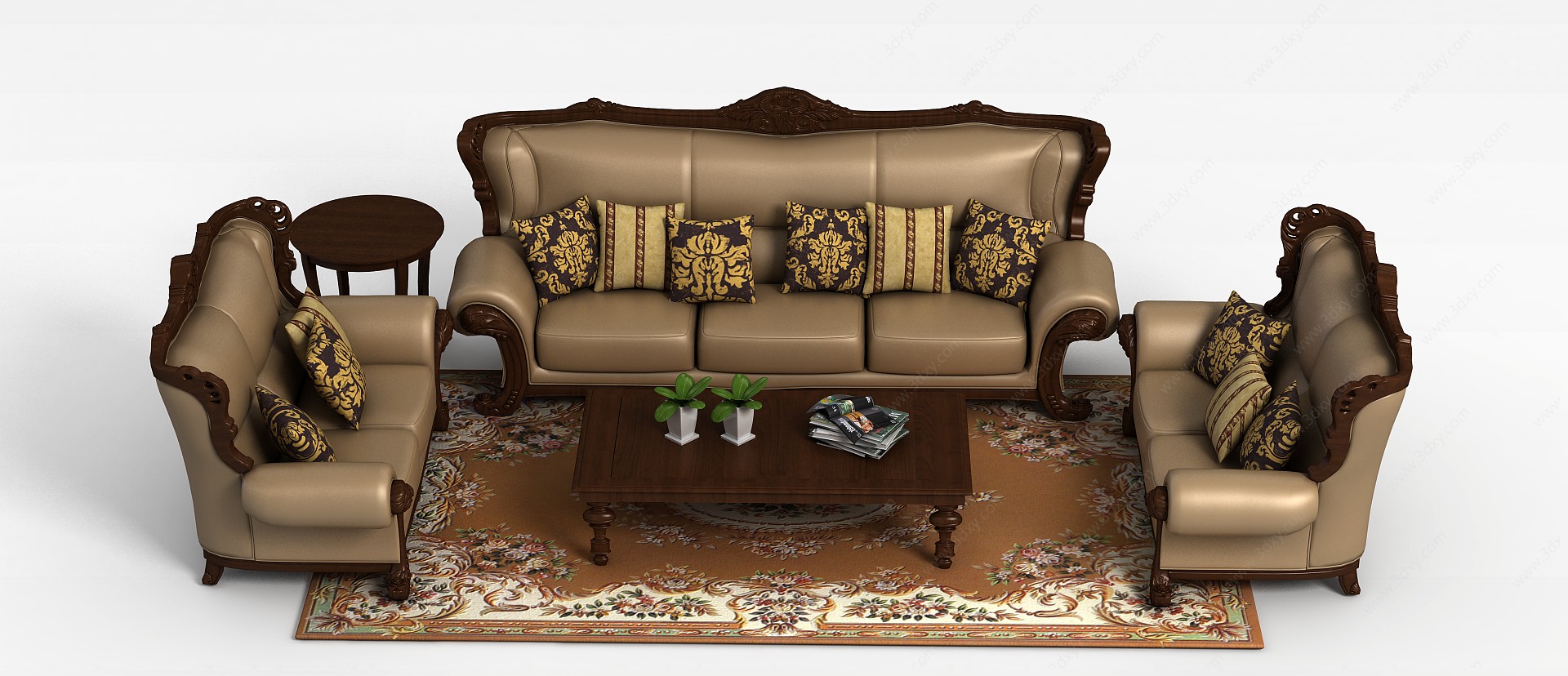 欧式风格沙发组合3D模型