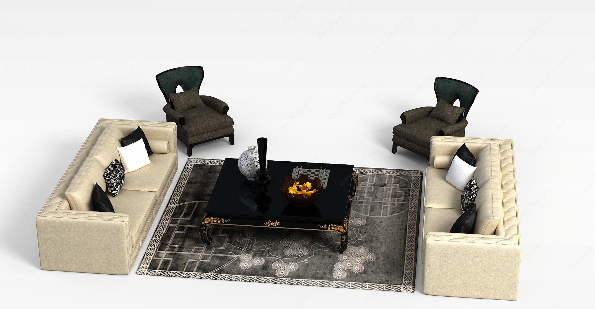 布艺沙发组合3D模型