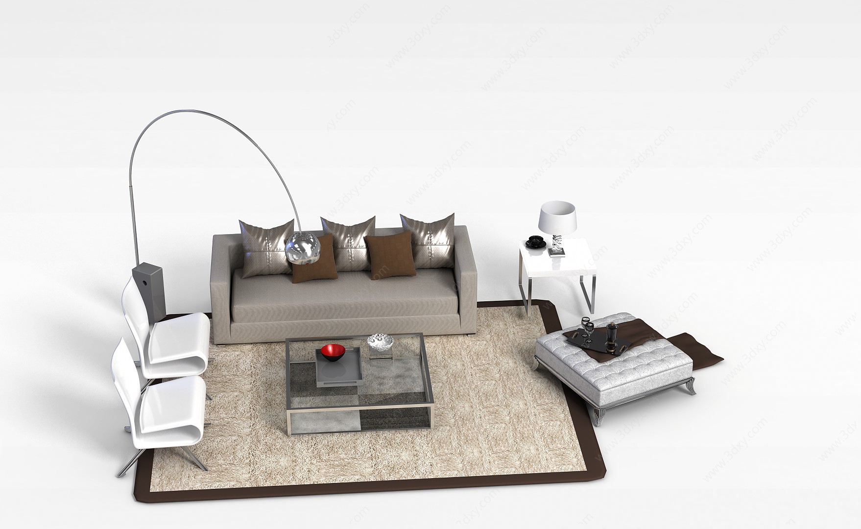 现代简约风格沙发组合3D模型
