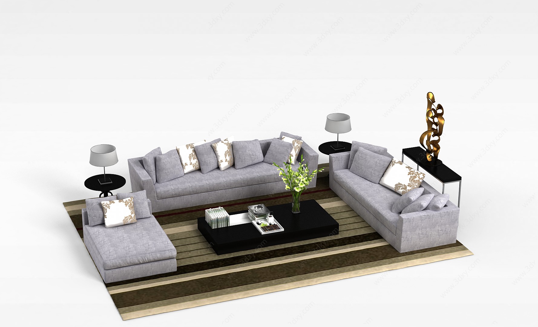 现代布艺休闲沙发3D模型