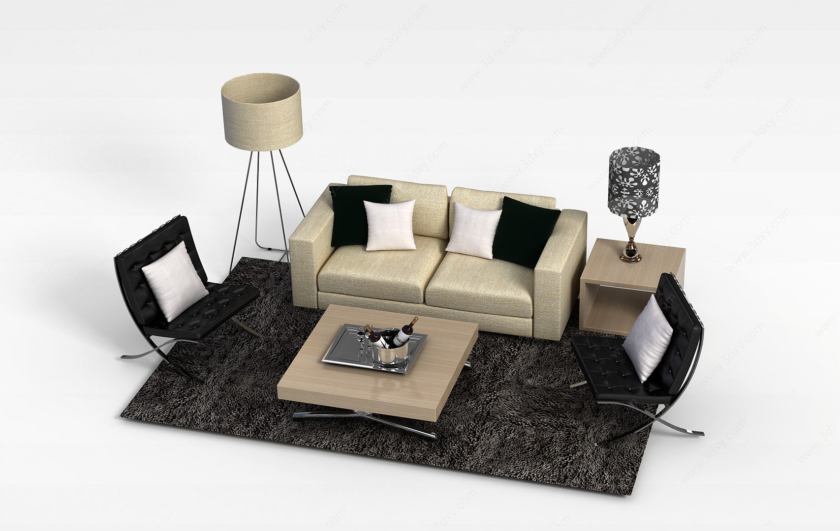 简约风格沙发组合3D模型