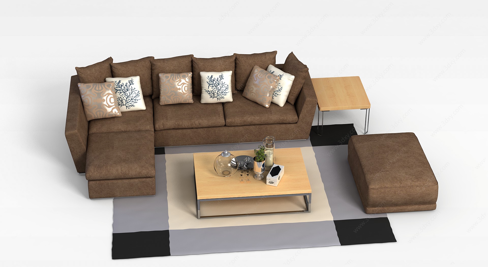 现代休闲沙发组合3D模型